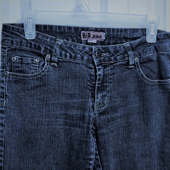 Vintage Hip Blue Demin 5 Pocket Embellished Mid Rise Stretch Crop Jeans Jr 9 - Picture 4 of 4
